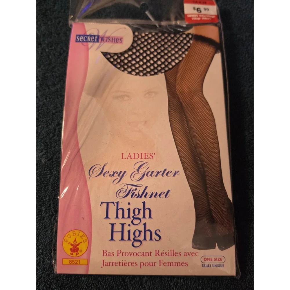 Vtg New Old Stock Sexy Fishnet Tights Black ladies Rubies 8521